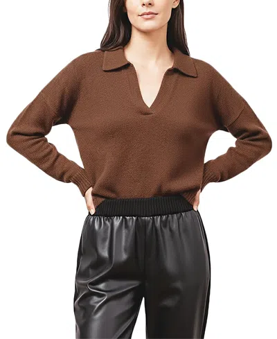 Central Park West Robbie V-neck Polo In Brown