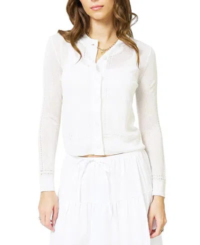 Central Park West Women's Serena Sheer Pointelle Cardigan Sweater In White