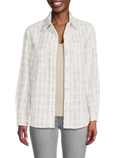 Central Park West Women's Silvie Tweed Shirt Jacket In White