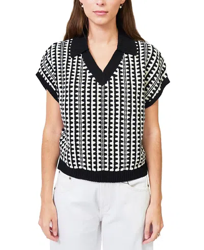Central Park West Women's Skye Scallop Stitch Polo Sweater In Multi