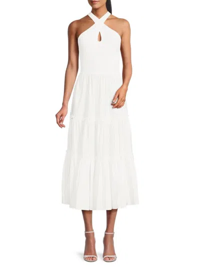 Central Park West Women's Tiered Midi Dress In White