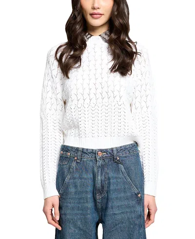 Central Park West Women's Wren Bandana Printed Twofer Sweater In White
