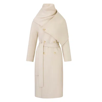 Centre Piece Women's Neutrals / White Amelia Cream Scarf Coat