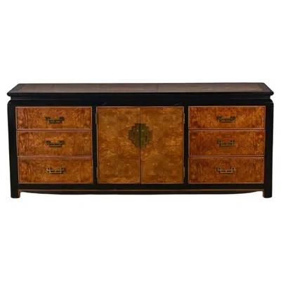 Pre-owned Century Furniture Chinoiserie Black & Burl Chin Hua Dresser By Raymond K. Sabota For Century Furn