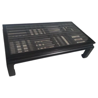 Pre-owned Century Furniture Ebonized Ming Style Fretwork Coffee Table In Brown