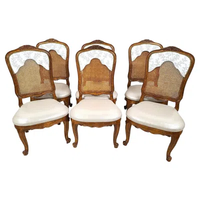 Pre-owned Century Furniture French Provincial Cane Dining Chairs By , Set Of 6 In Brown