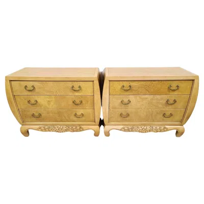 Pre-owned Century Furniture King Burl Wood Nightstands By  In Brown