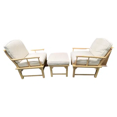 Pre-owned Century Furniture Ming Style Chairs With Upholstered Cushions And Ottoman By Century Chair In Brown