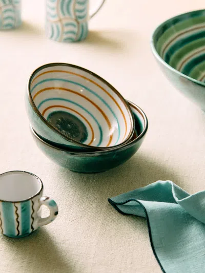 Ceramica Pinto Vietri Hand-painted Ceramic Nibble Bowls (set Of 2) In Multi