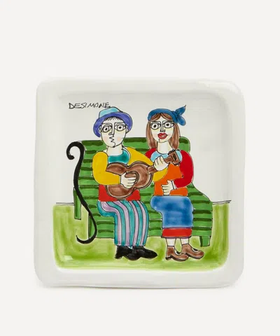 Ceramiche De Simone Lovers On Bench Square Plate