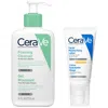Cerave Morning Cleanse And Protect Duo For Oily Skin, Cleanser With Niacinamide And Moisturiser With Spf 50