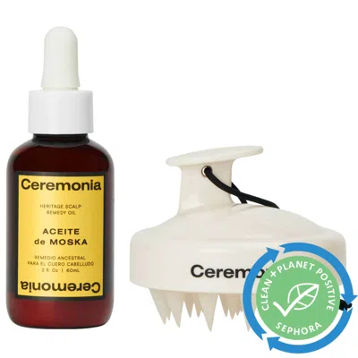 Ceremonia Aceite De Moska Hair Oil & Scalp Massager Set 2 oz / 60 ml