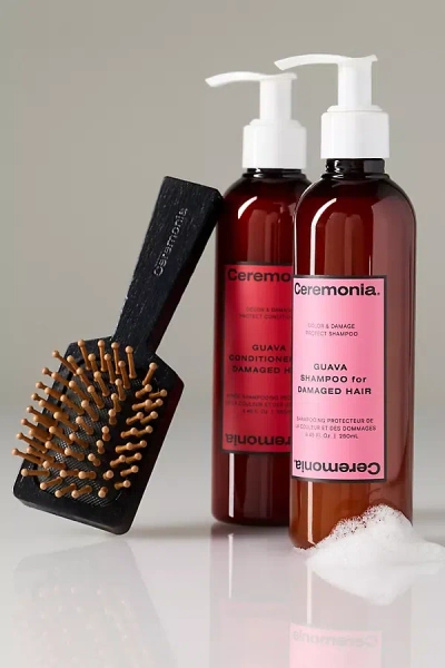 Ceremonia Holiday Kit Guava Protect & Repair Wash Duo & Limited Edition Travel Brush In Multi