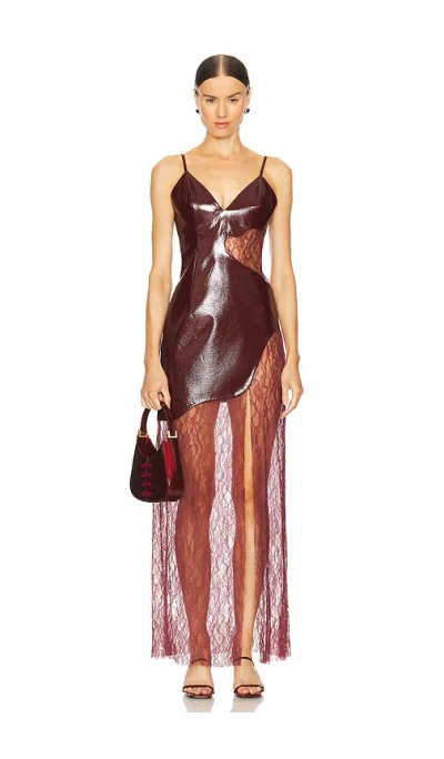 Ceren Ocak Lace Detailed Dress In 葡萄酒色