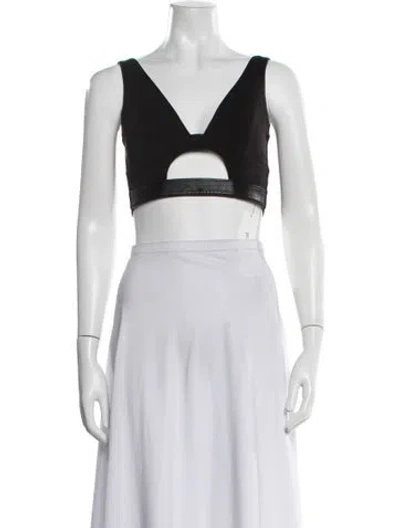 Pre-owned Ceren Ocak Plunge Neckline Sleeveless Crop Top In White