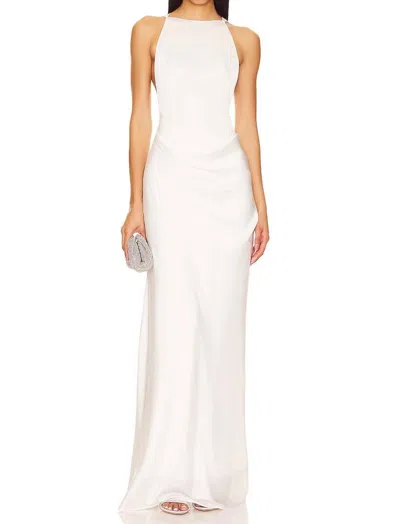 Ceren Ocak Satin Maxi Dress In White In Neutral