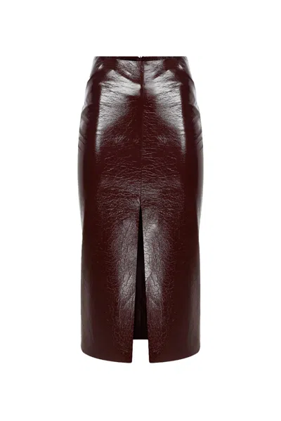 Ceren Ocak Women's Pencil Skirt In Burgundy In White