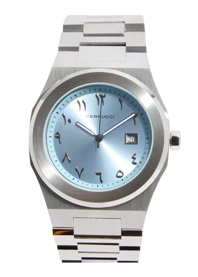 Cernucci Arabic Dial Polished Stainless Steel Watch In Metallic