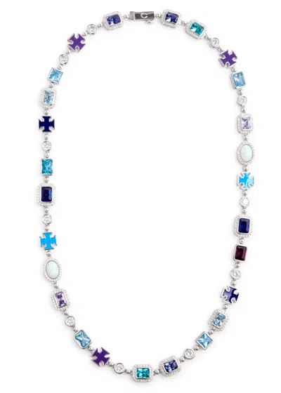 Cernucci Crystal-embellished Necklace In Blue