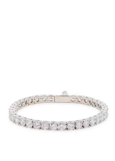 Cernucci Crystal-embellished Rhodium-plated Bracelet In Silver