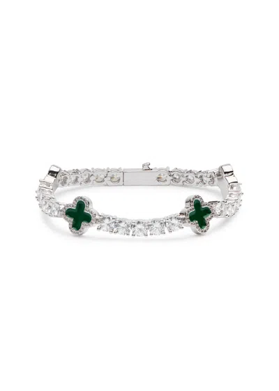 Cernucci Crystal-embellished Tennis Chain Bracelet In Green