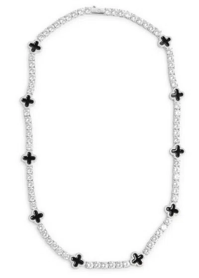 Cernucci Crystal-embellished Tennis Chain Necklace In Black
