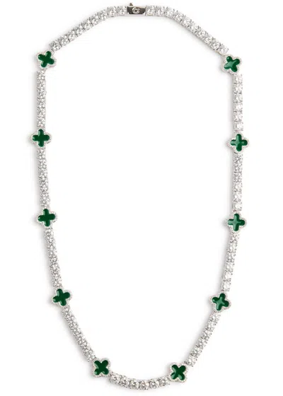 Cernucci Crystal-embellished Tennis Chain Necklace In Green