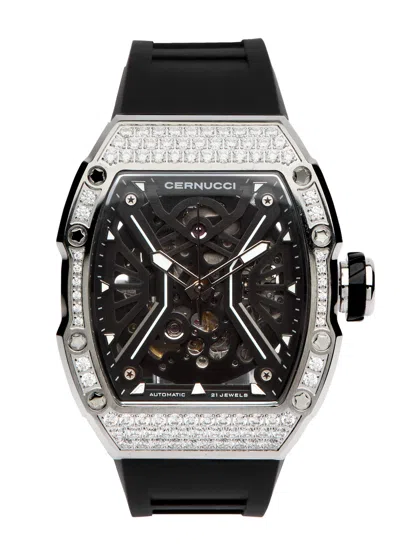 Cernucci Iced Crystal-embellished Bezel Watch In Black