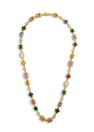 Cernucci Multi Gemstone Motif Necklace In Gold