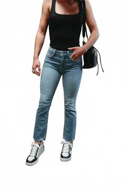 Ceros Meet Me Downtown Cropped Flare Jeans In Medium Blue Washed In Black