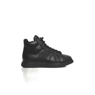 CERRUTI 1881 BLACK COW LEATHER SNEAKER