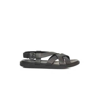 CERRUTI 1881 BLACK LEATHER MEN SANDAL