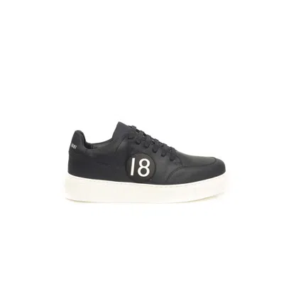 Cerruti 1881 Blue Cowhide Men Sneaker In Black