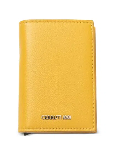 Cerruti 1881 Logo-plaque Pebbled Card Holder In Yellow