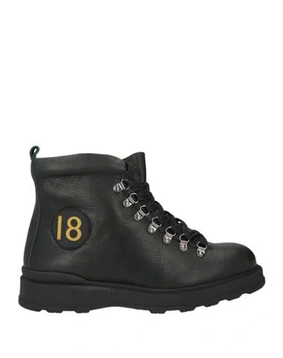 Cerruti 1881 Man Ankle Boots Dark Green Size 9 Calfskin In Black