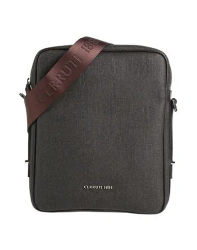 Cerruti 1881 Man Cross-body Bag Dark Brown Size - Textile Fibers, Nylon