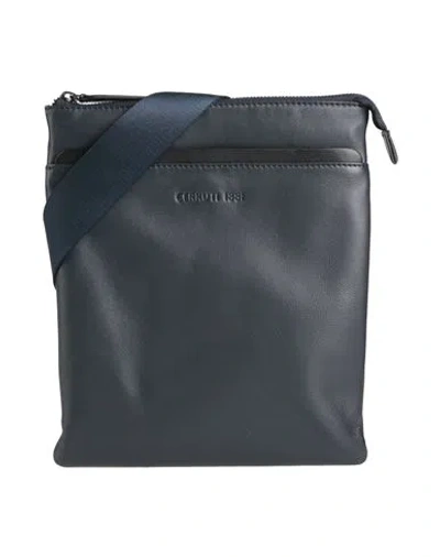 Cerruti 1881 Man Cross-body Bag Navy Size - Cow Leather In Blue
