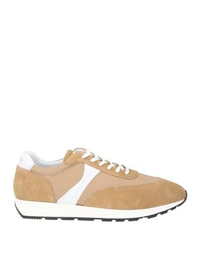 Cerruti 1881 Man Sneakers Beige Size 12 Calfskin, Nylon In Sand