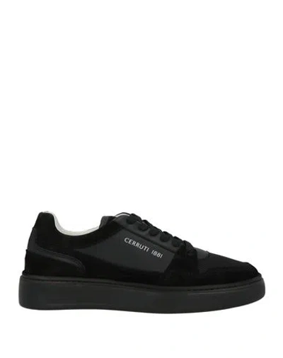 Cerruti 1881 Man Sneakers Black Size 9 Cow Leather, Textile Fibers