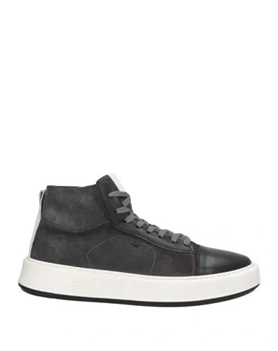 Cerruti 1881 Man Sneakers Charcoal Size 9 Calfskin In Gray