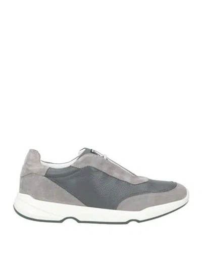 Cerruti 1881 Man Sneakers Grey Size 9 Cow Leather In Gray