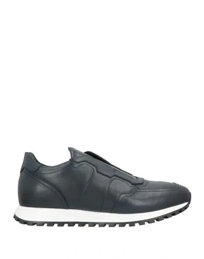 Cerruti 1881 Man Sneakers Midnight Blue Size 9 Cow Leather In Multi
