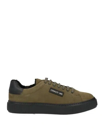 Cerruti 1881 Man Sneakers Military Green Size 9 Cow Leather