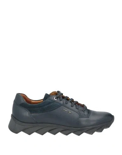 Cerruti 1881 Man Sneakers Navy Size 10 Calfskin In Animal Print