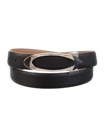 Pre-owned Cerruti 1881 Skinny Leather Waist Belt In Black