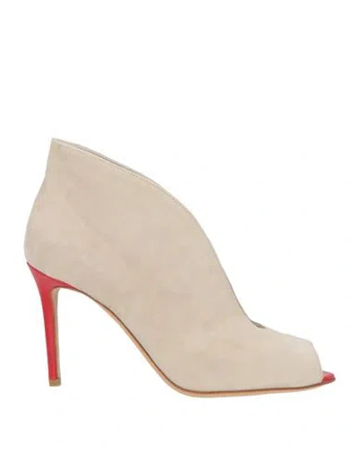 Cerruti 1881 Woman Ankle Boots Beige Size 8 Goat Skin, Calfskin