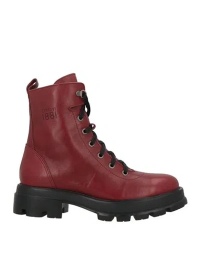 Cerruti 1881 Woman Ankle Boots Brick Size 8 Cow Leather In Burgundy