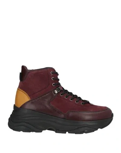 Cerruti 1881 Woman Ankle Boots Burgundy Size 8 Bovine Leather In Red