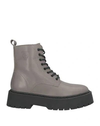 Cerruti 1881 Woman Ankle Boots Grey Size 10 Calfskin In Gray