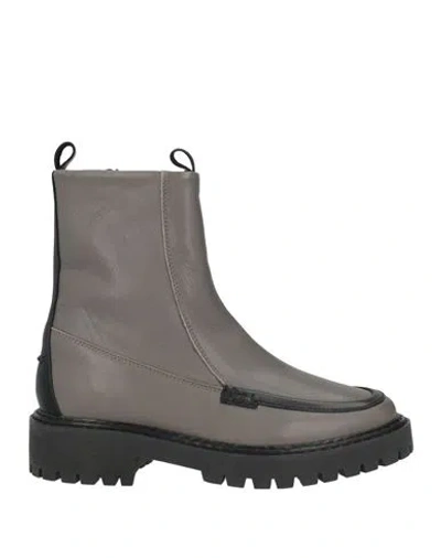 Cerruti 1881 Woman Ankle Boots Grey Size 8 Cow Leather In Gray